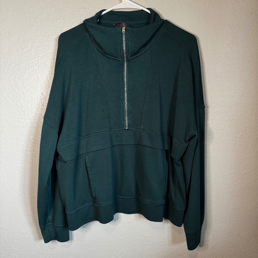 Danskin Emerald Green Half Zip Scuba Pullover Size Large